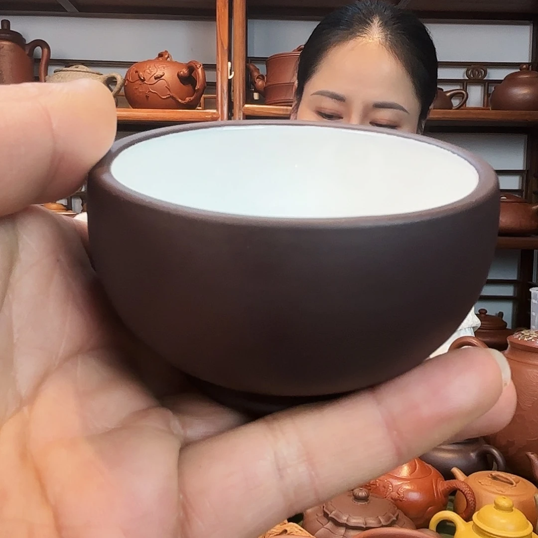 紫砂茶杯紫砂白釉杯