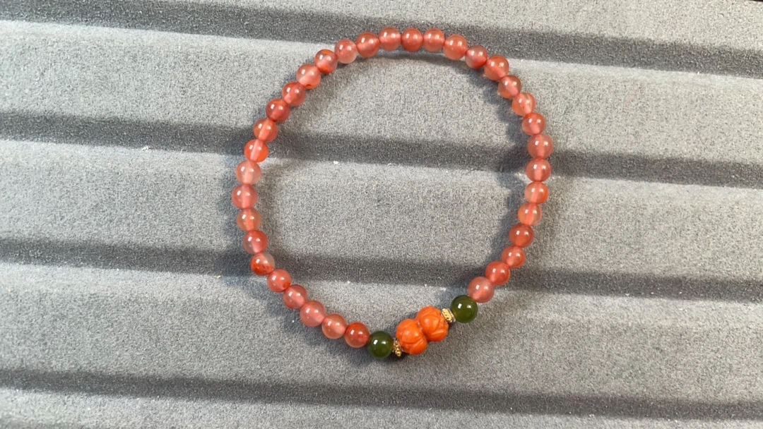 南红玛瑙双头莲花冰飘手串4mm