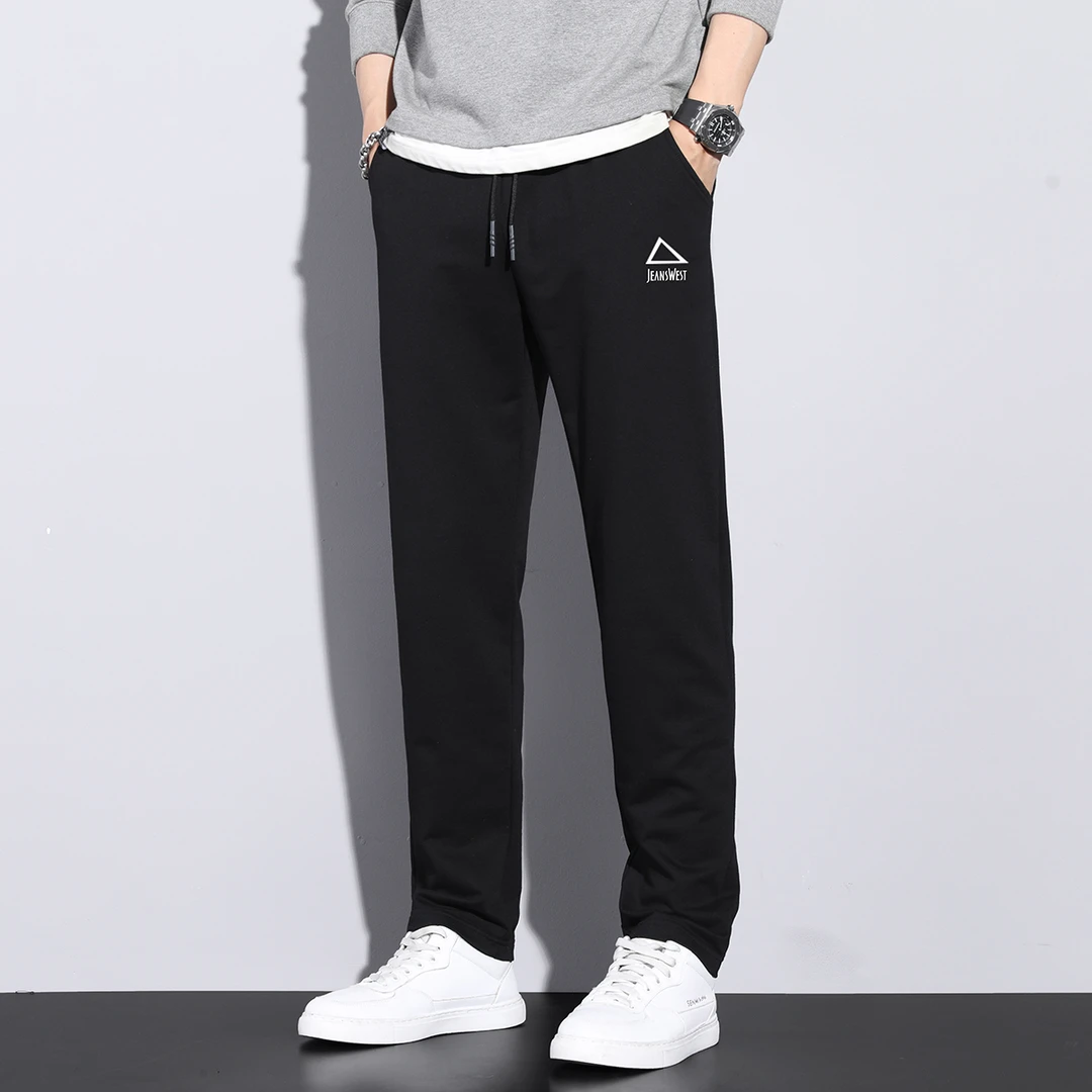 Jeanswest/真维斯男士休闲直筒运动长裤潮流百搭舒适弹力牛仔裤