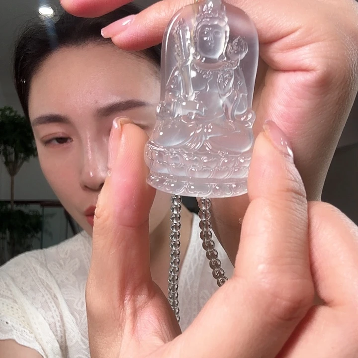周***胖蛇纹石玉足银镶嵌颈饰