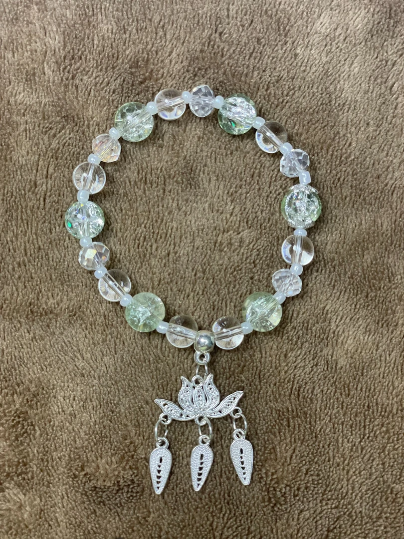 非金属玻璃手链 荷花款琉璃串珠PVC包装手工diy材料穿珠子