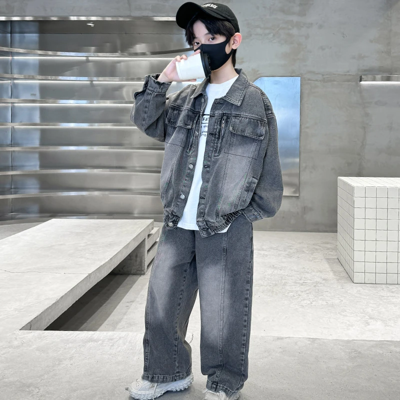 男童秋装套装2025新款春秋款中大童男孩秋季儿童牛仔帅气时髦衣服