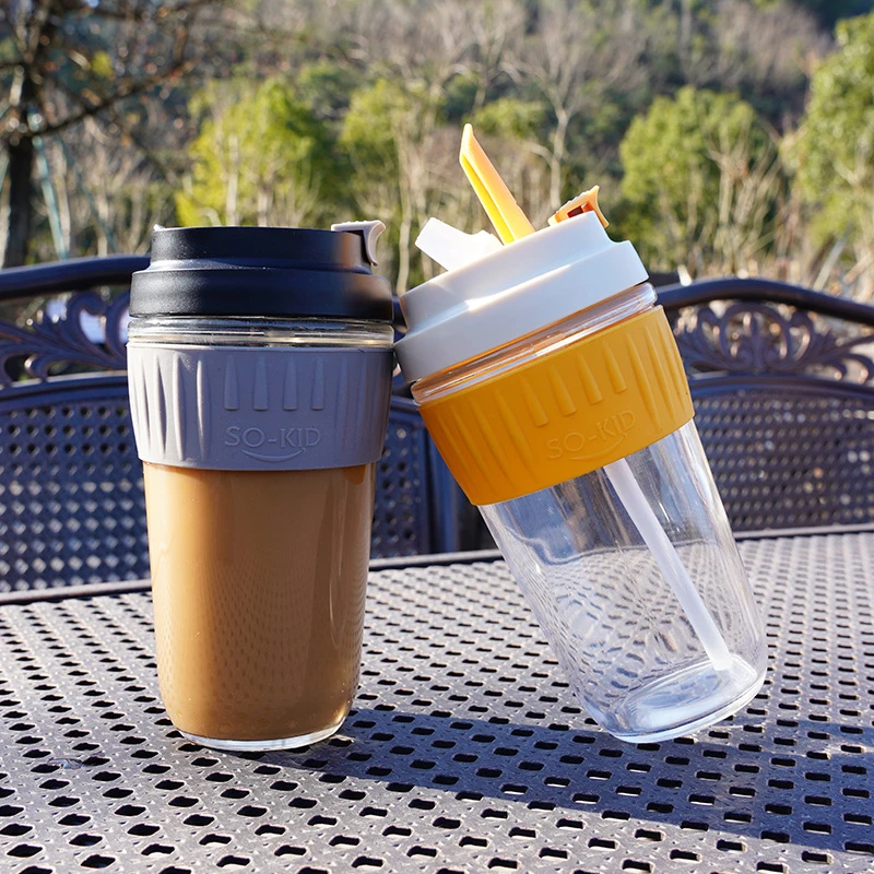 双层玻璃水杯男女士简约便携带吸管泡茶杯韩板可爱ins咖啡杯子玻