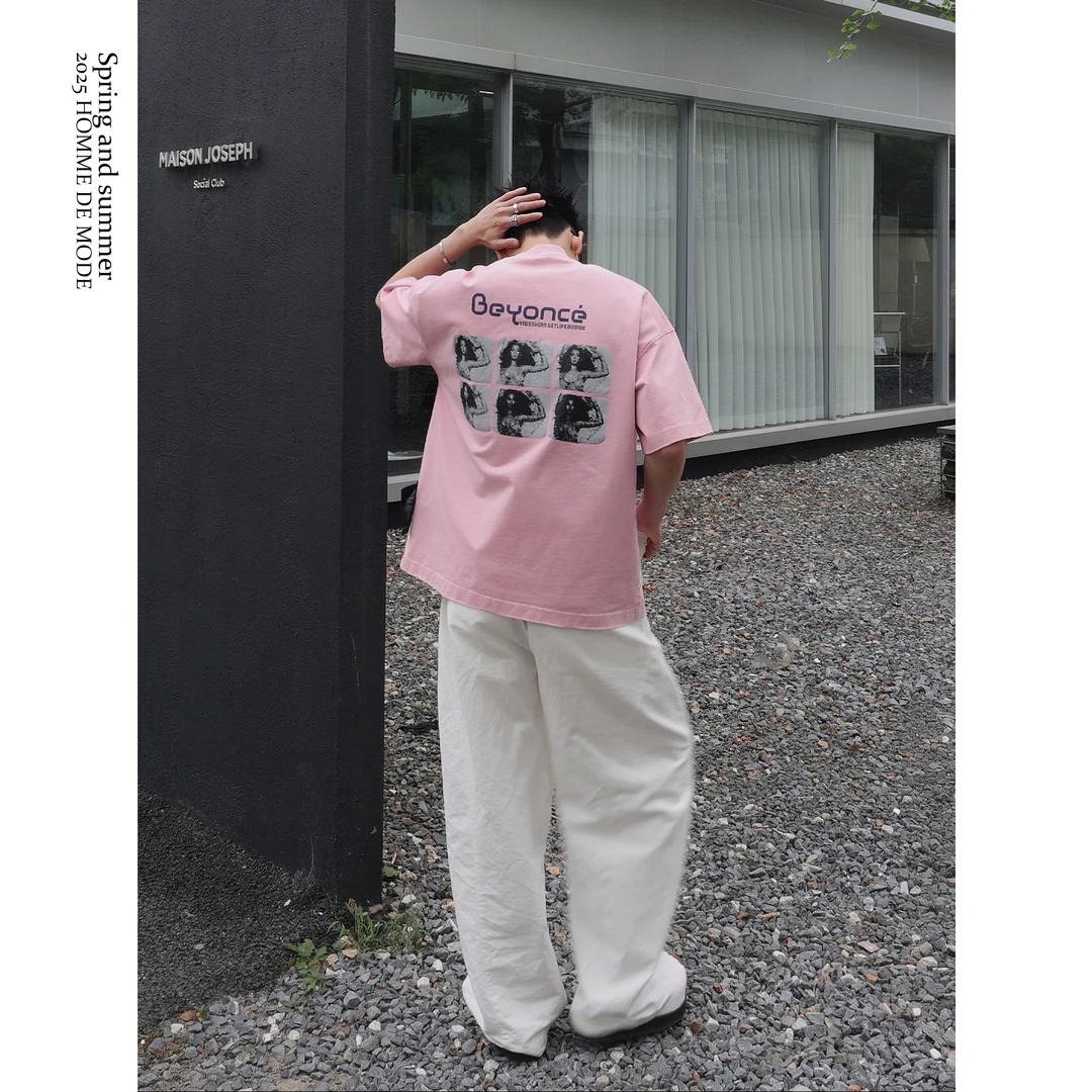 鸡哥哥25S/S “碧昂丝”300克精梳棉 微米级艺术喷印 微廓短袖T恤