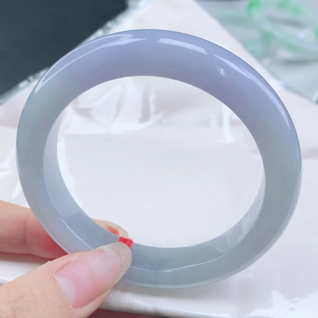 翡翠未镶嵌手镯缅甸56.0冰胶润紫翡正圈