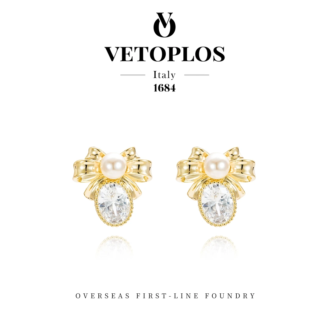 VETOPLOS★设计师款蝴蝶结百搭耳钉 G1051