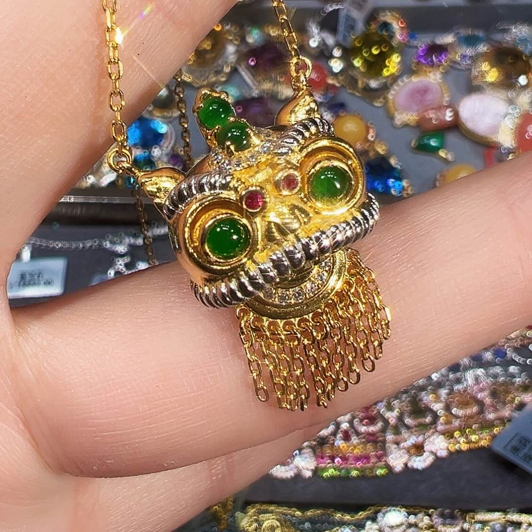 颈饰银S925镶嵌翡翠