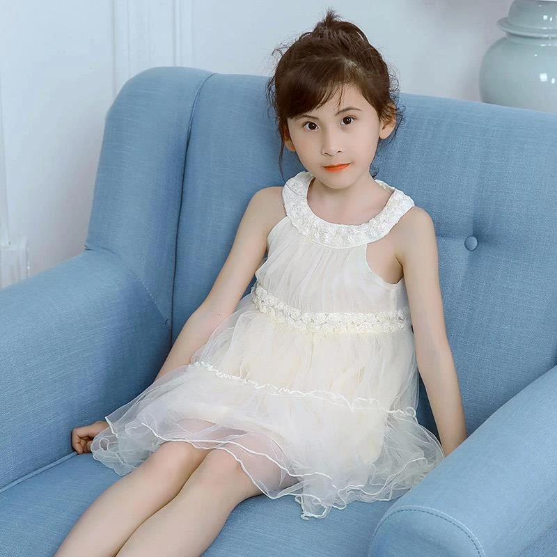 440女童夏装新款中大童韩版洋气潮流时尚无袖公主蓬蓬网纱连衣裙