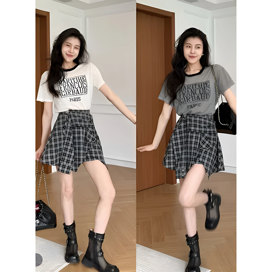 网红慵懒风休闲复古洋气减龄套装2025夏季显瘦短袖短裙裤两件套潮