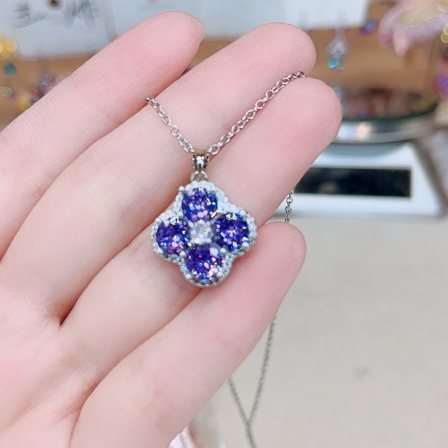 铜合金锆石项链 809紫色搭配紫色锁骨链