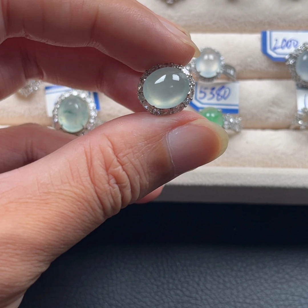 翡翠银S925镶嵌戒指缅甸翡翠A货