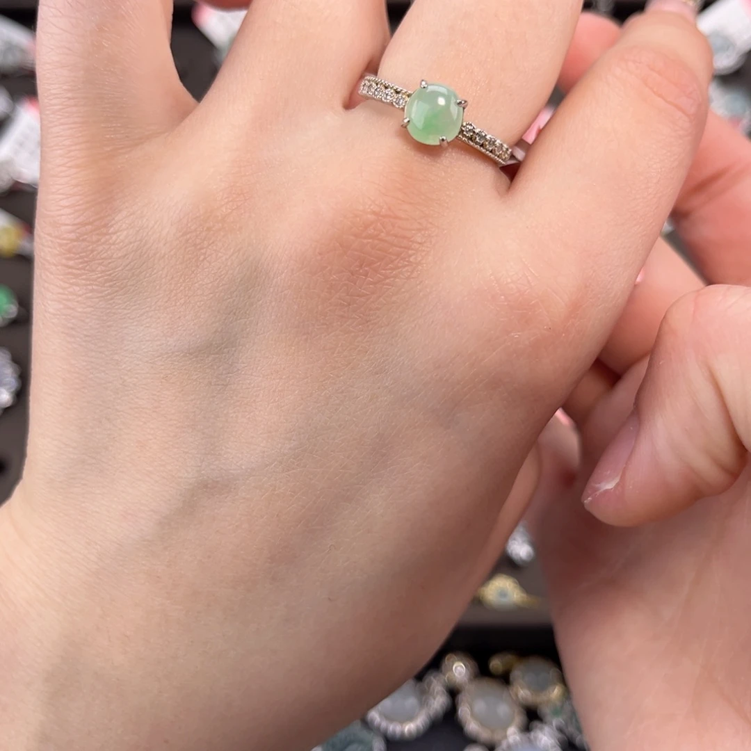 翡翠戒指银S925镶嵌6699