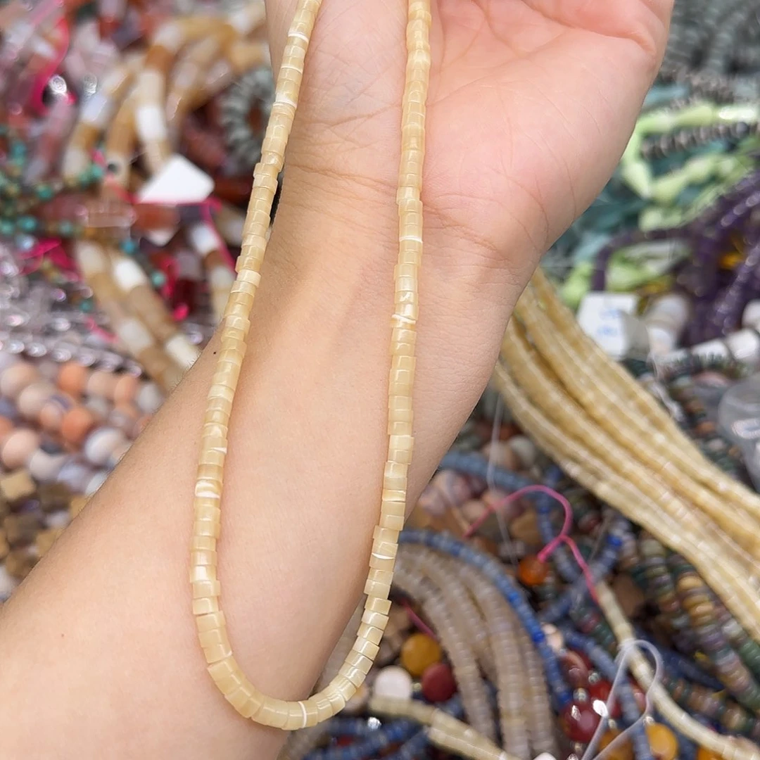 玛瑙/玉髓合金珠宝半成品珍珠母贝4mm剁珠一条