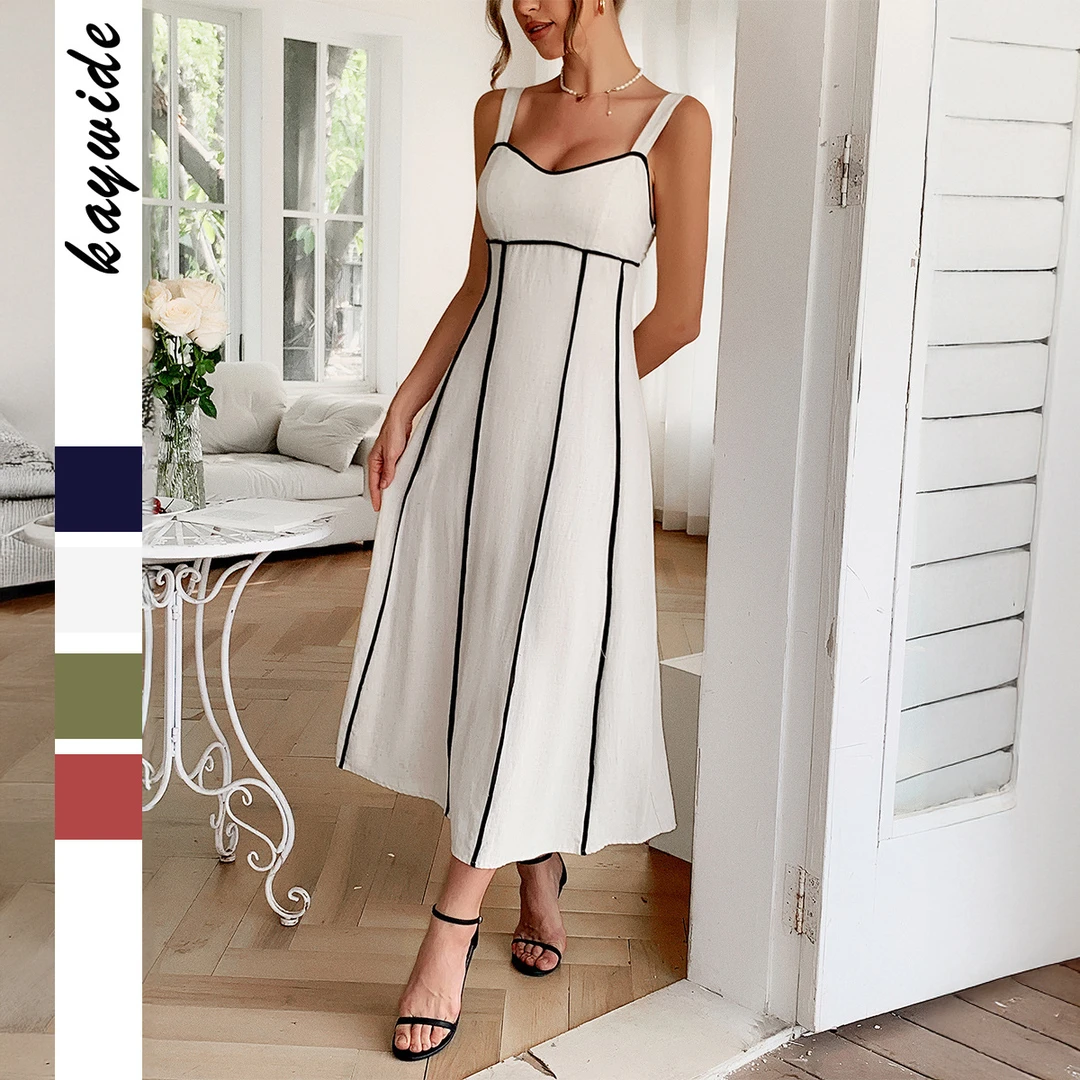 迪芸欧美度假休闲风吊带连衣裙子女装2025夏外贸独立站画报