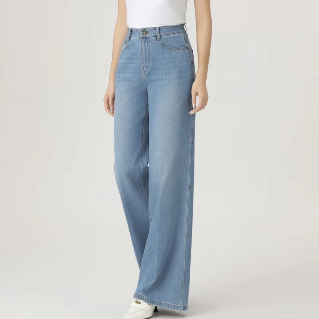 AMASS/阿玛施女复古港风喇叭裤牛仔裤阔腿裤薄款复古宽松510038