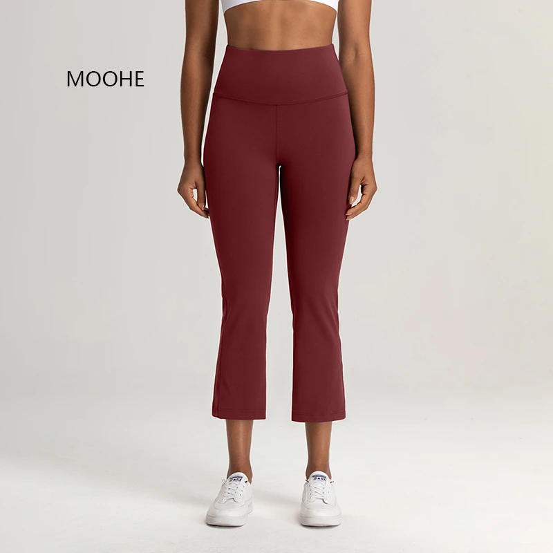 moohe夏季七分薄瑜伽裤女高腰提臀紧身健身裤防尴尬打底裤女外穿