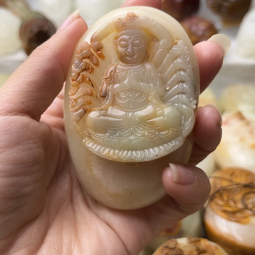 石材方解石手把摆件不退换千手微瑕
