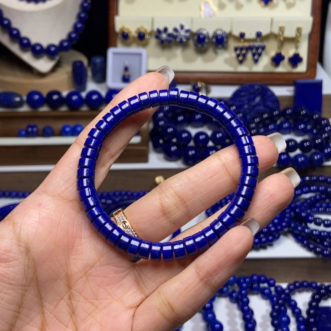 青金石未镶嵌精工药片手串6.5mm