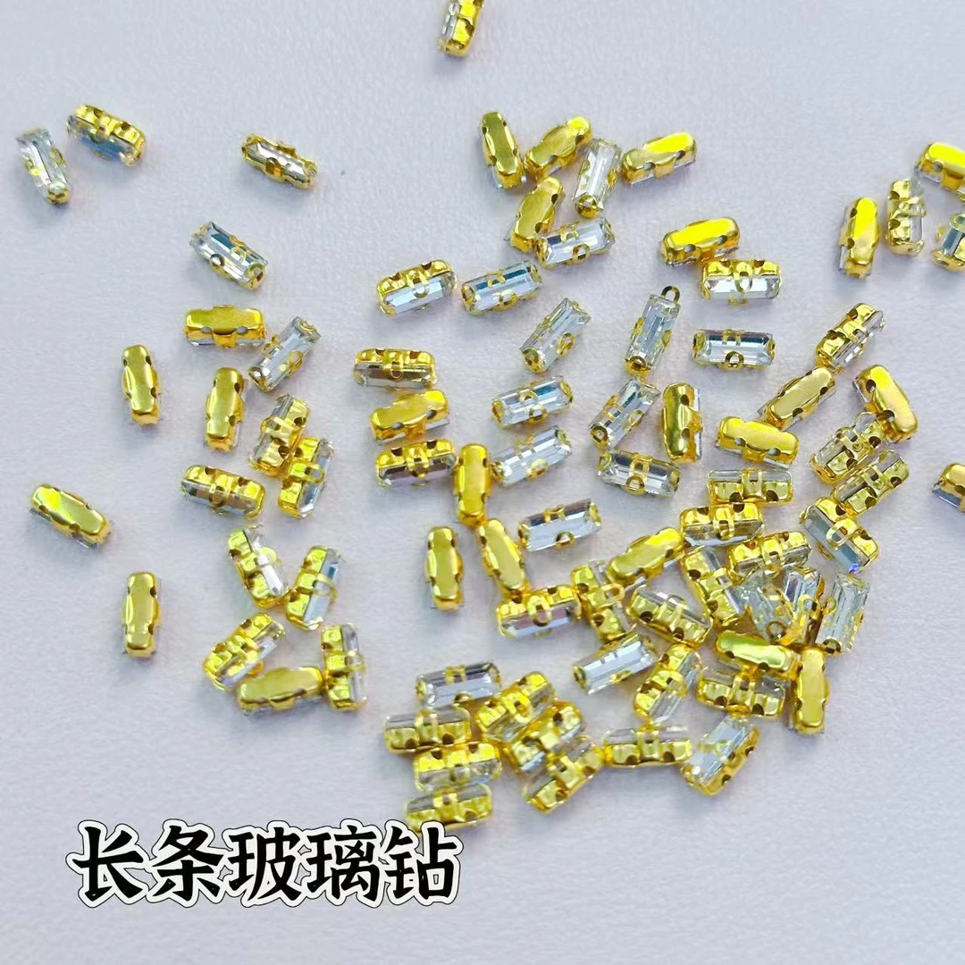 懒虫饰品 长条玻璃钻发饰diy配件材料抓夹装饰