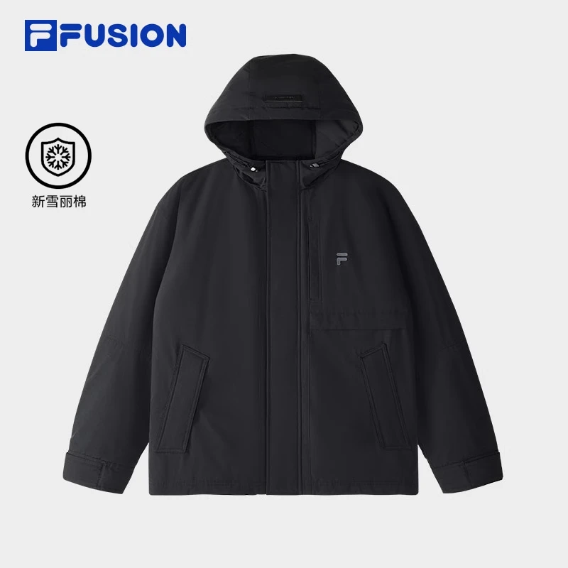 【品牌外套】斐乐潮牌25新品男款运动黑色保暖连帽棉服冬T11M515901