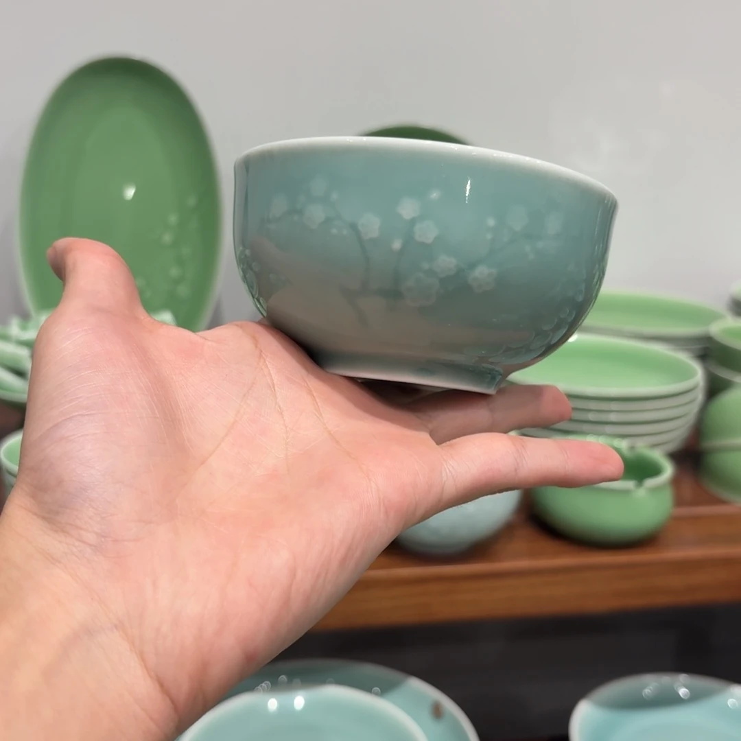 天青釉色梅花单碗