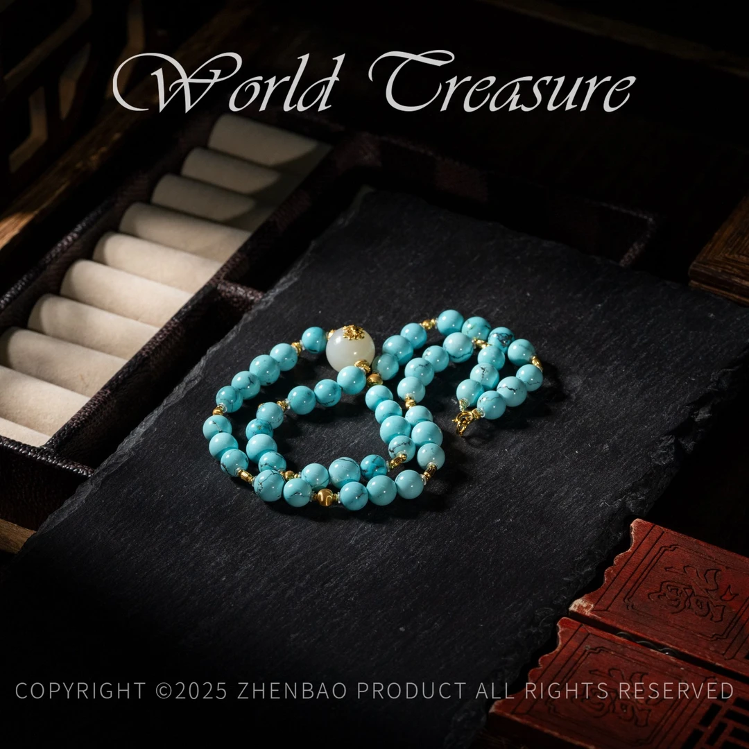 【世间臻宝】18K绿松石圆珠DIY项链/Q2749/多样性发一件/5m+/42cm/3