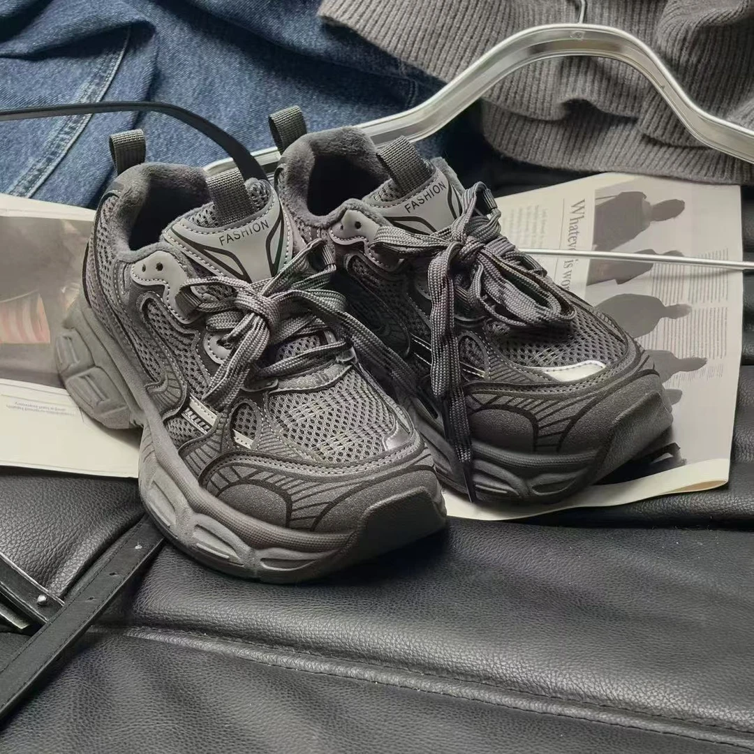 【HISHIYU】 888-23老爹鞋灰色潮流透气鞋子韩版黑色休闲鞋ins复古