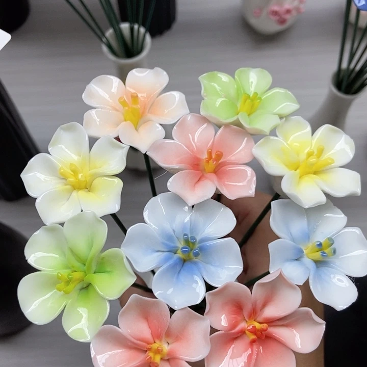 摆件手工制作陶瓷花樱花10朵