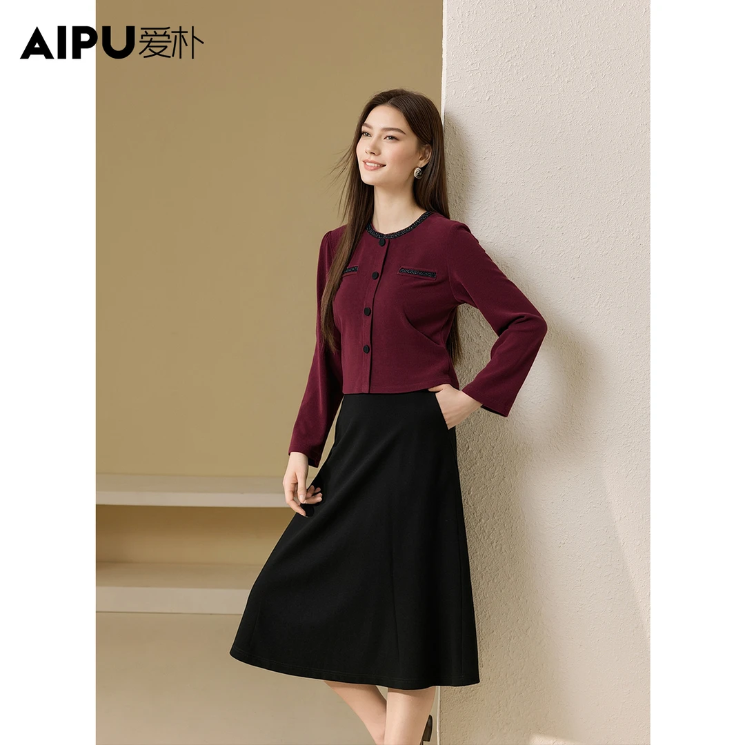 爱朴大码女装2025年新款法式时尚高端气质典雅套头连衣裙95191