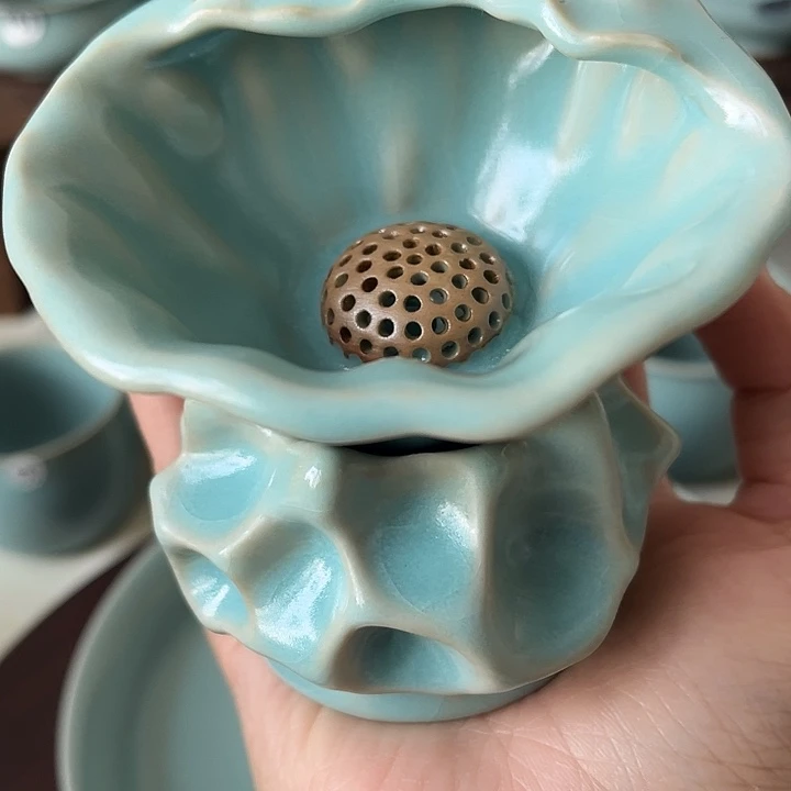 杯子仿古釉莲蓬茶漏