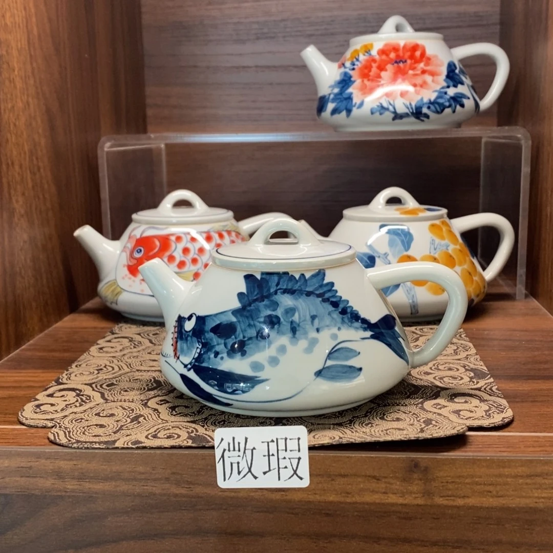 釉下彩老陶泥手工绘制