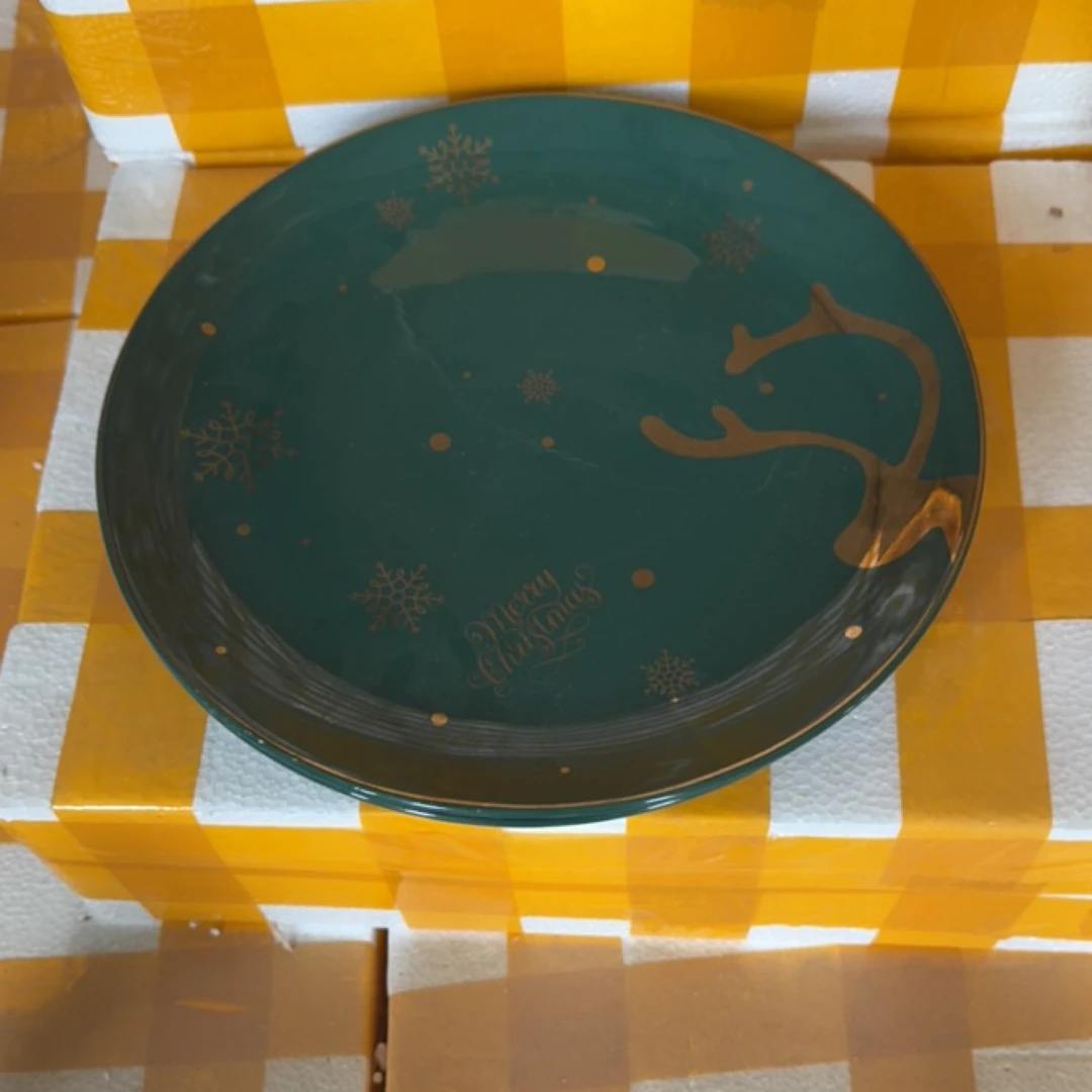 a007金边色釉10.5大平盘两支