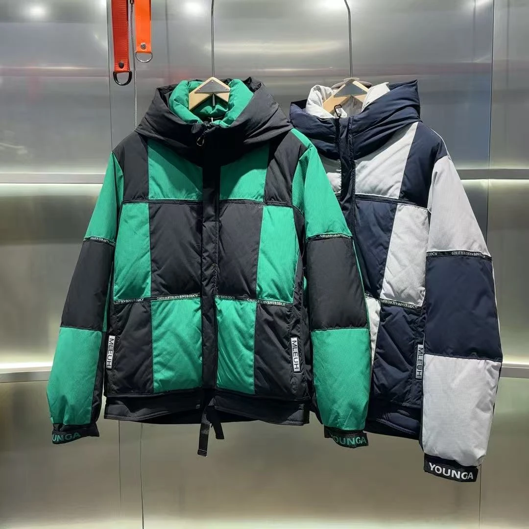 567 素劲2 冬季潮牌男女时尚格子连帽连帽羽绒服 YR21588