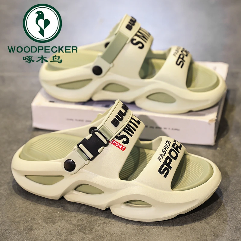 啄木鸟拖鞋男夏季外穿防滑两用大码厚底情侣运动沙滩休闲户外凉鞋
