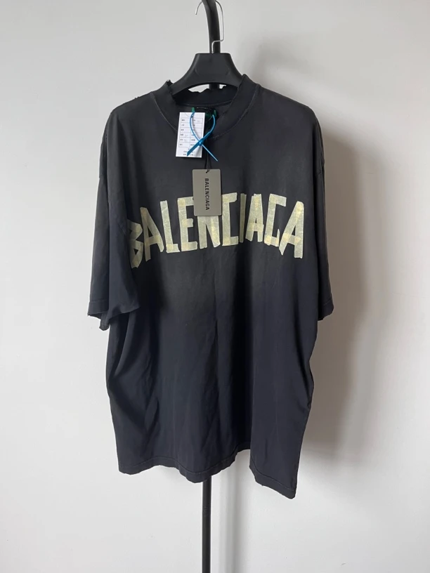 未使用 Balenciaga/巴黎世家 胶带印花圆领短袖 M码 00294