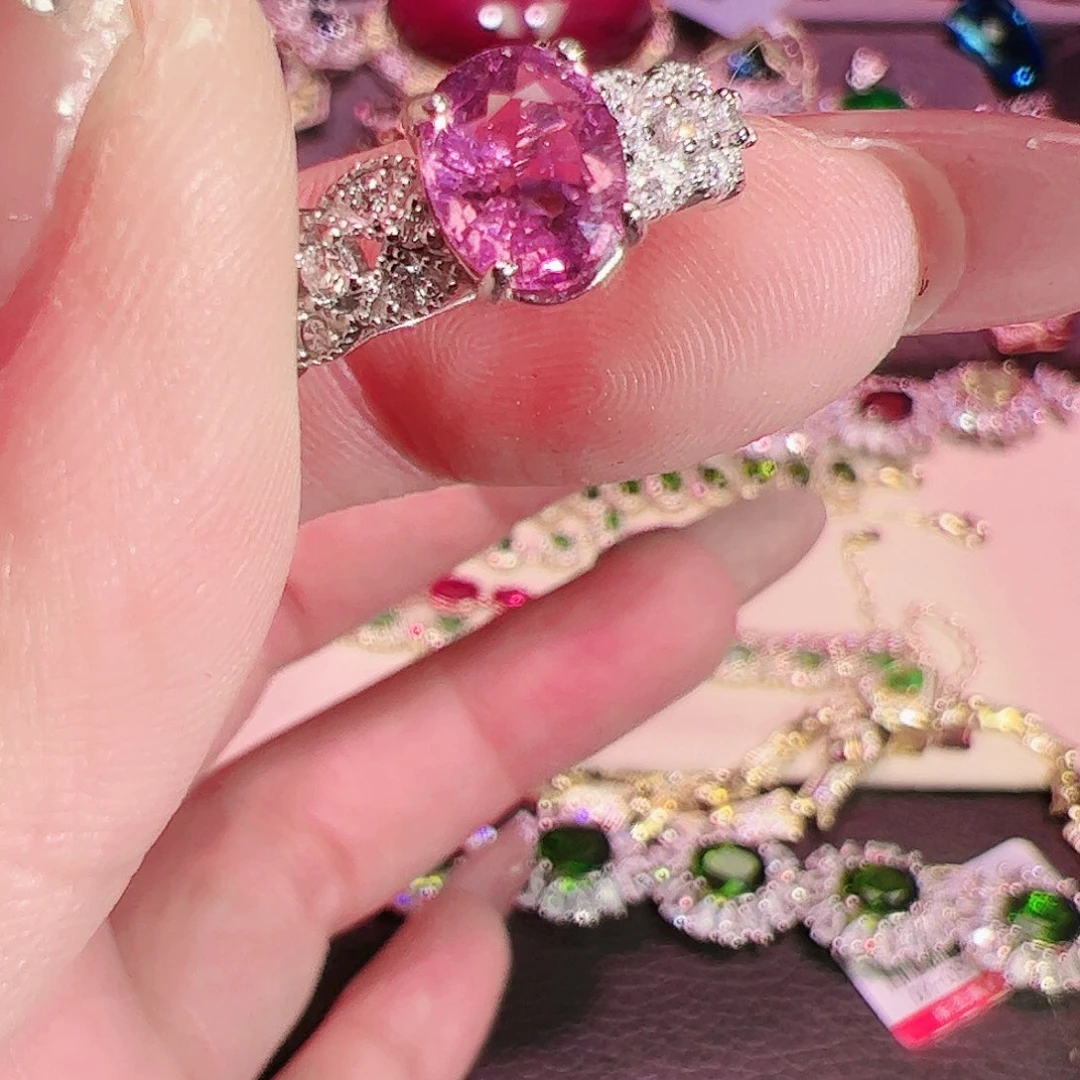 碧玺碧玺戒指银S925镶嵌四****）