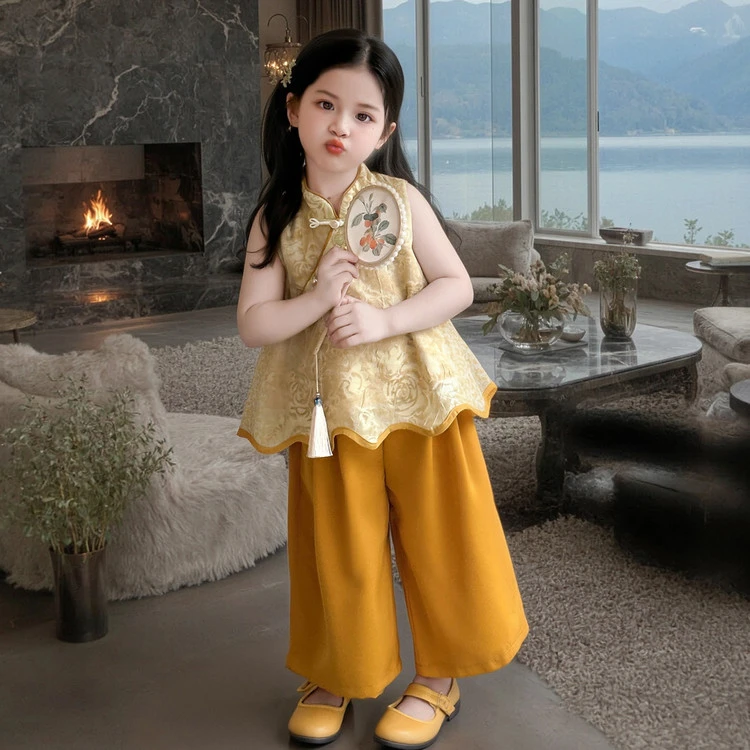 女童夏季套装薄款2025新款洋气儿童夏装女宝宝夏日中式国风两件套