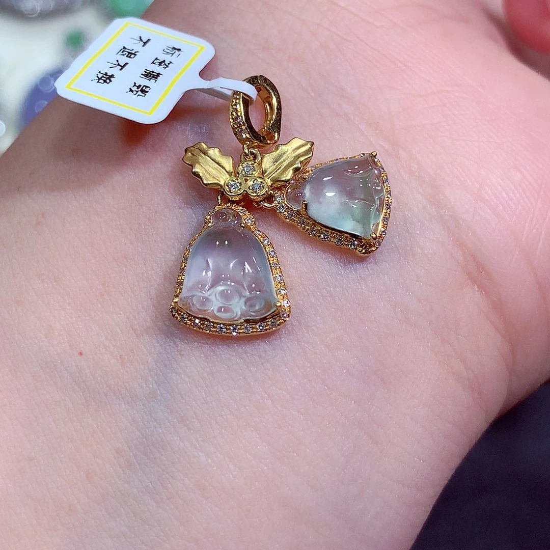 翡翠18K金镶嵌吊坠(不含链)