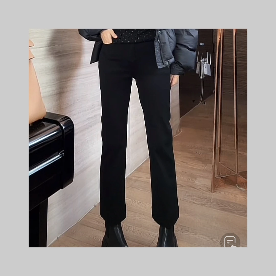 【阿春】丨"黑色加绒九分微喇牛仔裤"