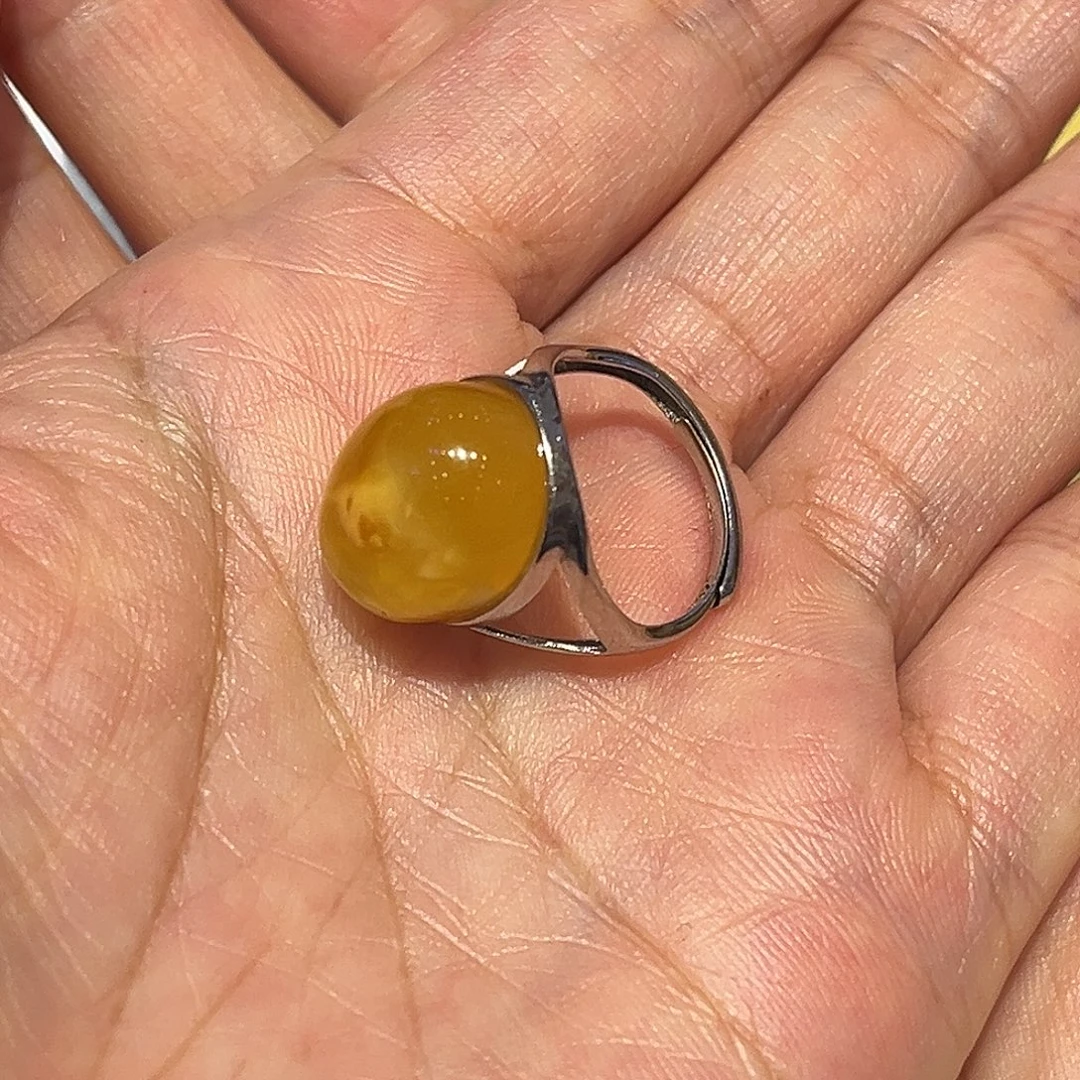 琥珀银S925镶嵌戒指戒指