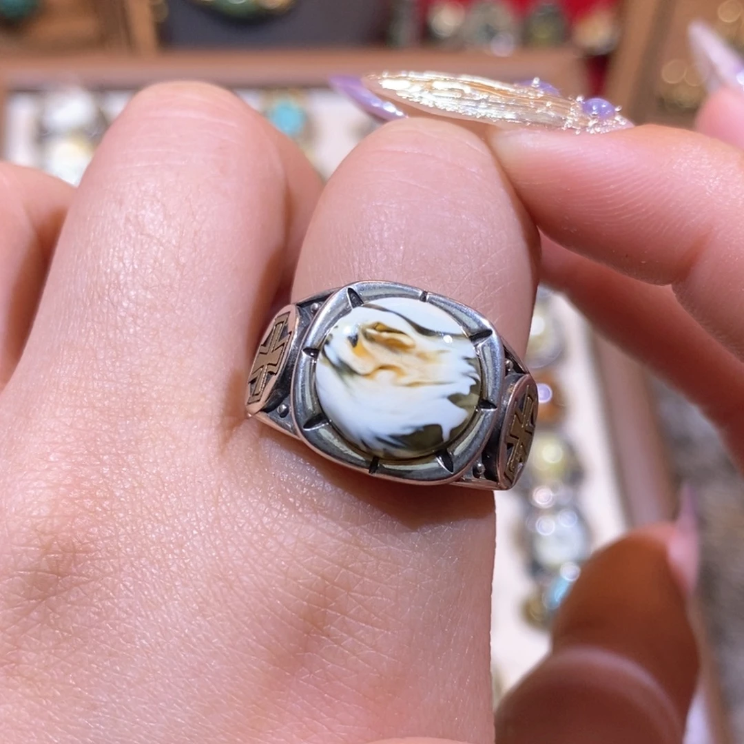 琥珀戒指银S925镶嵌请****女戒指