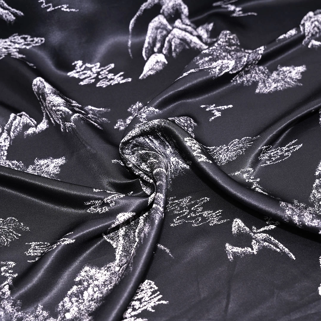 【水墨江山提花】桑蚕丝真丝红云纱皮子传统印花 不支持七天无理由