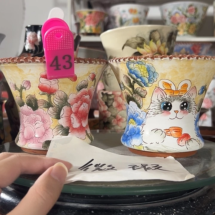 景德镇幸运花盆手绘韩式花盆