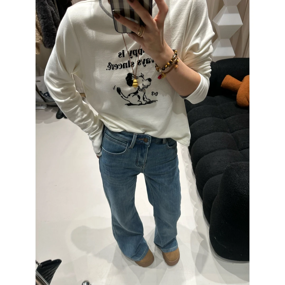 【Da Wang】植绒印花卡通磨毛打底T恤