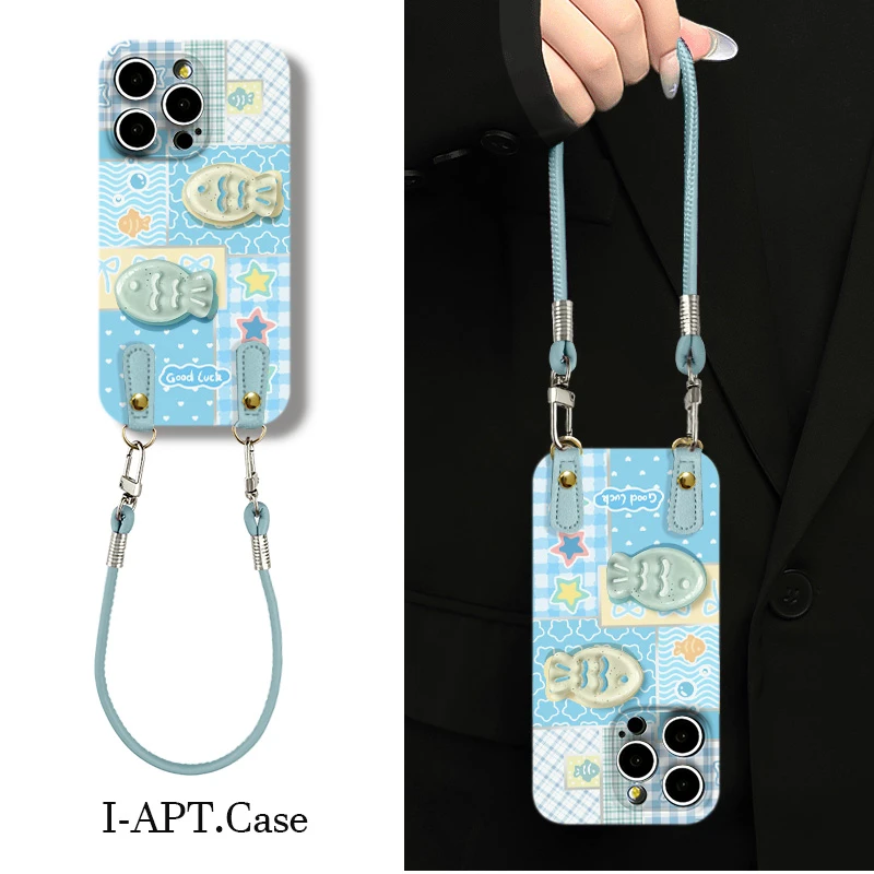 拼格子小鱼菲林软壳适用iPhone苹果16手机壳华为oppo小米vivo新款