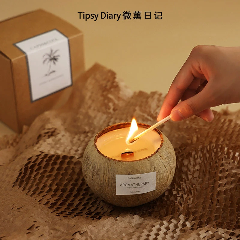 椰子壳香薰蜡烛礼盒氛围感小众高级卧室创意香氛生日礼物伴手礼