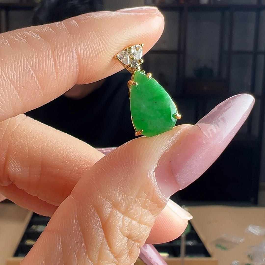 翡翠银S925镶嵌颈饰耳环57