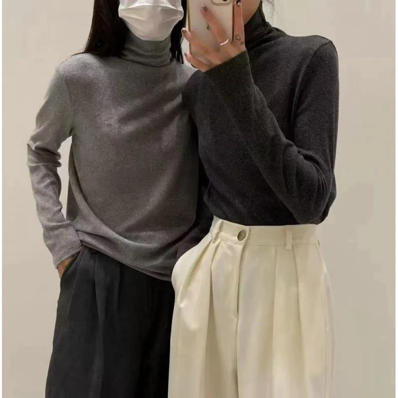 8693号6705#秋冬纯色百搭高领针织打底衫（预）