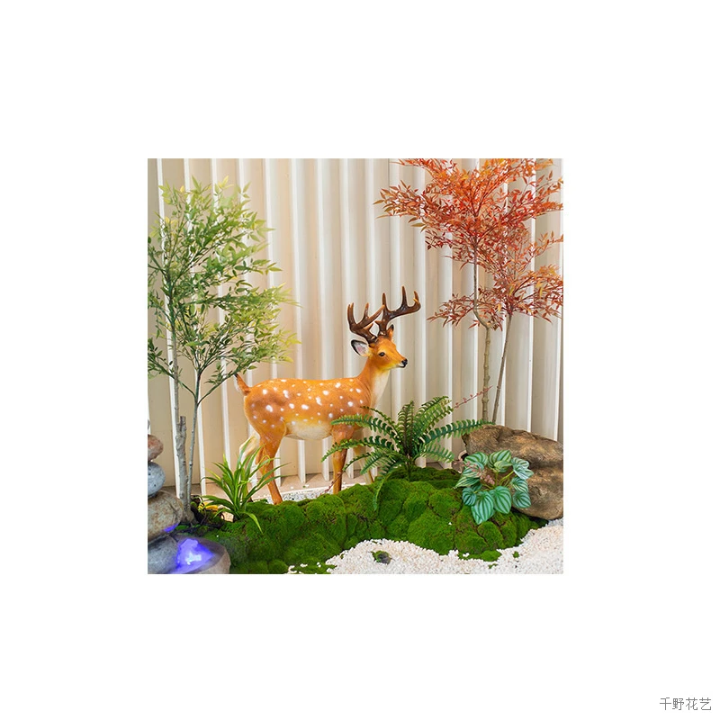 人造南天竹盆栽景观布置室内楼梯转角橱窗落地装饰绿植盆景含多种