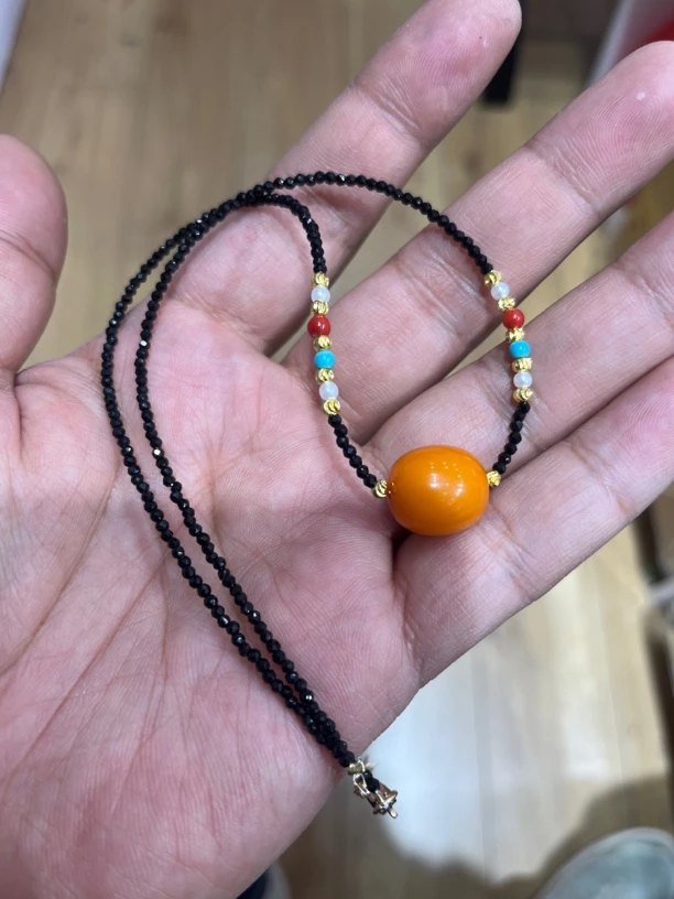 时尚美货 黑2m刻面枣珠设计款锁骨链项链